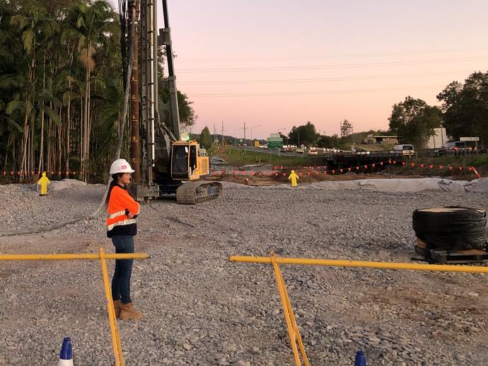Keller female graduate on site
